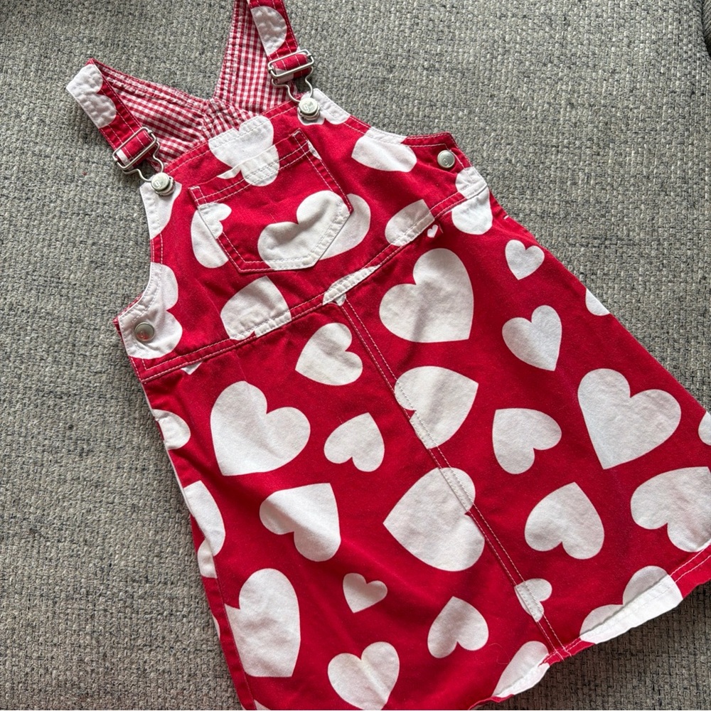 Gymboree Red and White Hearts Valentine Overall Dress size 5